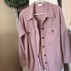 Pink Lily Pink Button-Up Shirt Jacket